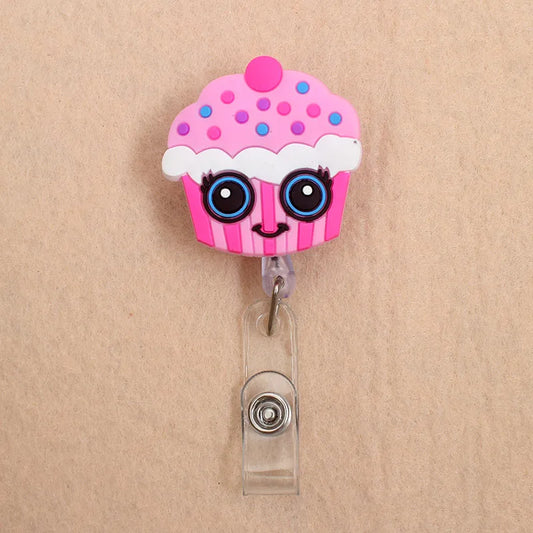 1 Pc New Cute Donuts & Cake Retractable Pull Nurse Students Badge Reel ID Lanyard Name Tag Card Badge Holder Reels for KIDS